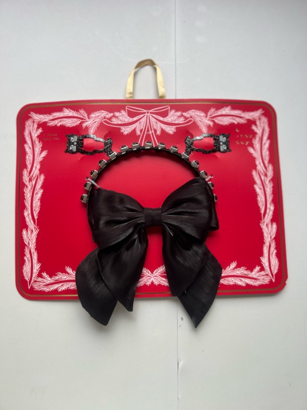 Black Bow Headband with Stud Accents